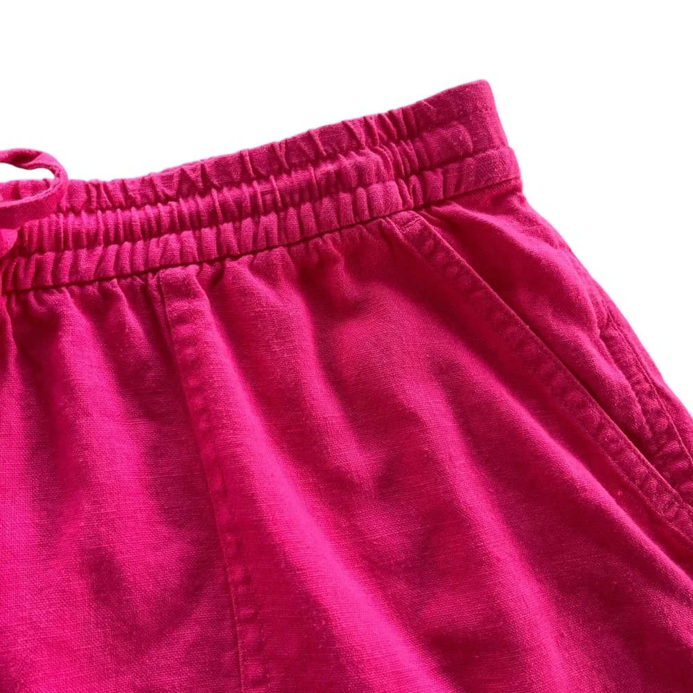 J.Crew Women’s Sm. Pink Linen Blend Drawstring Shorts Nautical Beach Girly AX922